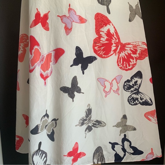 Laura Ashley Vintage Silk-Blend Dress A-Line Midi Multi Butterfly Print UK 14 - Picture 13 of 16